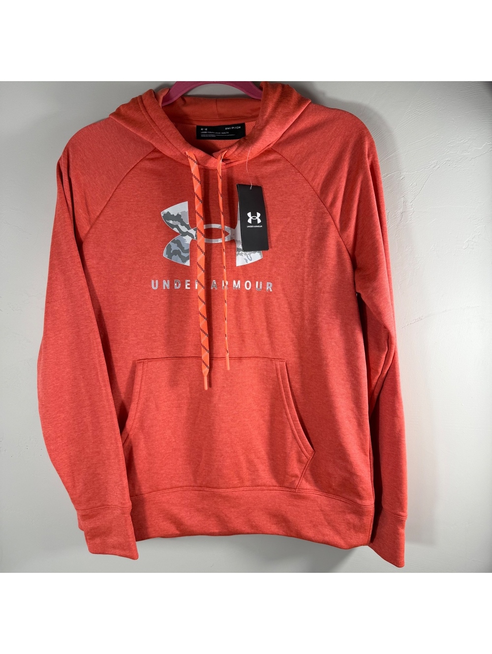 Under Armour Coral Heather Camo Logo Hoodie | Small